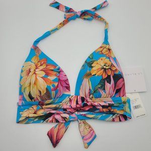 NWT La Blanca Shirred Banded Halter Bikini Top, 10